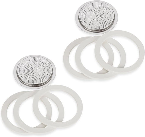 Bialetti (2-Packs) of #06961 | Total of SIX replacement gaskets and TWO replacement filter plates for 6-CUP Bialetti