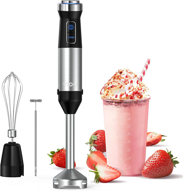 YIOU Immersion Blender, Ultra-Stick Hand Blender 500 Watt with Heavy Duty Copper Motor for Soups and Smoothies (Black)