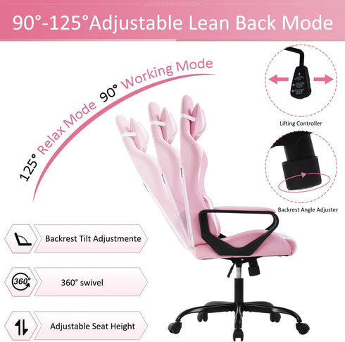 Tffnew High Back Ergonomic Leather Office Chair - Adjustable Swivel Desk Chair with Lumbar Support and Headrest