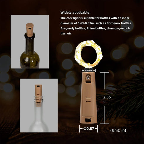 Etinga Pack 6.6ft 20led Christmas,(15 Pack, Pack) Dual Battery LED Bottle Lights, Double The Lighting Time, for Indoor