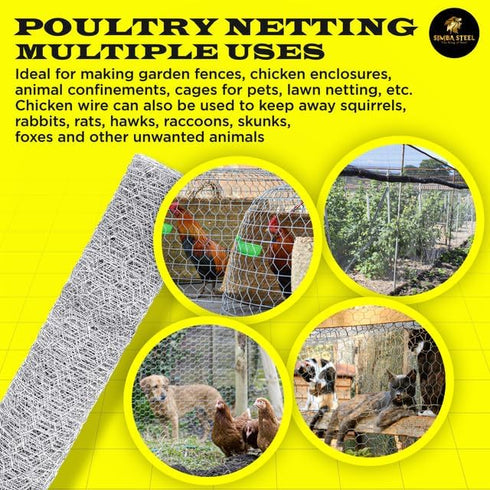 12 25 2 20GA PM12x25x2 Chicken Wire in x FT x Mesh x | Poultry Wire Netting | Hot Dipped Galvanised | Hexagonal