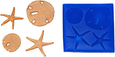 Sand Dollar & Starfish Set Silicone Mold SC146 by First Impressions Molds for Baking