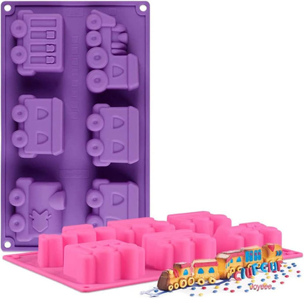 Silicone Train Cake Mold, 1 Pcs 6 Cavity Non-stick Baking Pan for Brownies, Chocolate, Muffin Cups, Ice Cube, Kids
