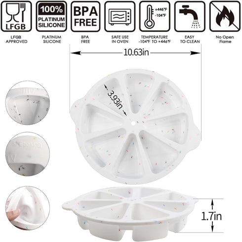Silicone Scone Pan for Baking, 8-Slot Wedge Pan for Scones, Cornbread, Polenta, or Biscuits, BPA Free