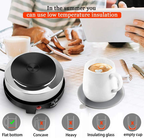 Small Hot Plate Electric Stove, 500W Portable Mini Heater for Milk, Water, and Coffee Heating (US Plug)