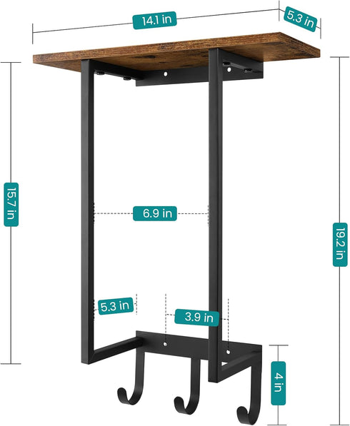 3 ELITEROO Towel Racks for Bathroom Wall Mounted, Towel Holder with Wooden Shelf and Hooks for Washcloths Hand Towel