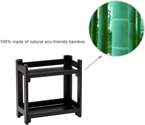 GOBAM Multi-Function Cosmetic Organizer, Vanity Makeup Holder for Bathroom, Easy Assembly, No Screws, Black Bamboo