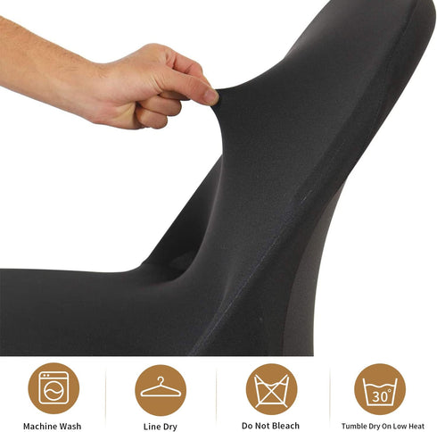 6 Spandex Folding Chair Covers, Black Folding Chair Slipcovers PCS, Universal Fitted Chair Slipcovers for Wedding