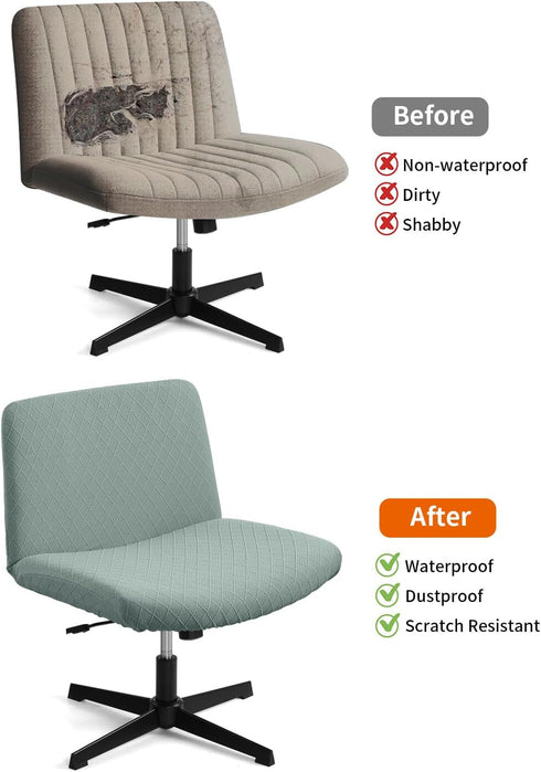 Armless YISUN Waterproof Criss Cross Chair Cover, Stretch Jacquard Chair Slipcover Washable Removable Office Desk Chair