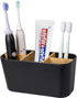 Bamboo Toothbrush Holders for Bathrooms, 5 Slots Vanity Organizer for Electric Toothbrushes, Toothpaste, Razors - Black
