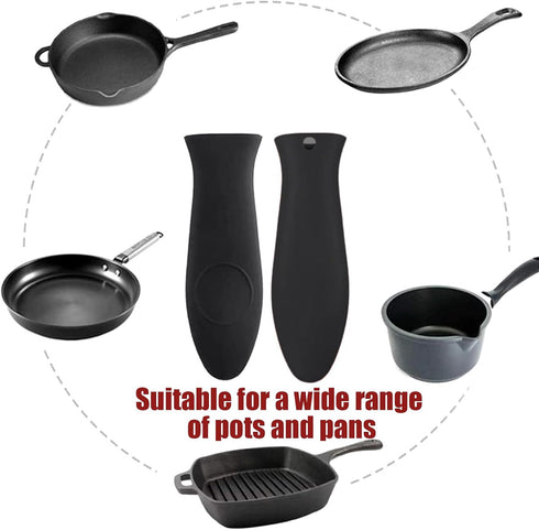 2 Pack Silicone Pan Handle Sleeve, Heat Resistant Cast Iron Skillet Handle Covers for Kitchen Cookware