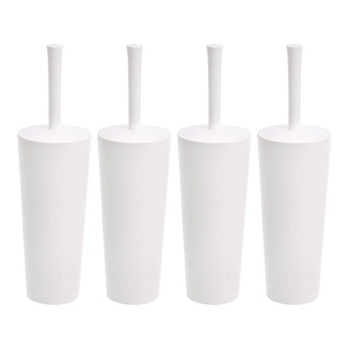 Amazon Basics Toilet Brush and Holder Set - 4-pack, White, Previously AmazonCommercial Brand