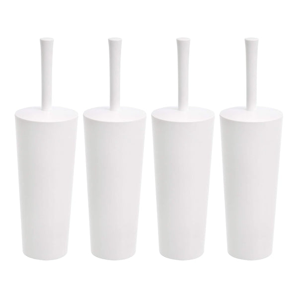 Amazon Basics Toilet Brush and Holder Set - 4-pack, White, Previously AmazonCommercial Brand