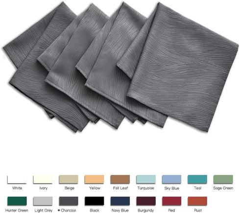 maxmill Jacquard Cloth Napkins, 20 x 20 Inch, 4 Packs Charcoal Solid Washable Polyester for Dinners, Weddings, Parties