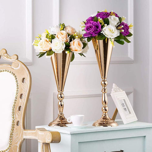 Sziqiqi Trumpet Floral Centerpiece Riser Stand for Wedding Reception, Party Event Decoration, Pack of 2