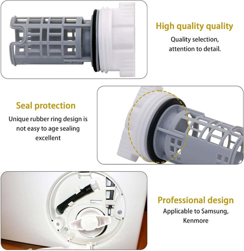 DC97-16991A Washing Machine Drain Pump Filter for Samsung WF42H5000AW, WF42H5600AP, Washer Drain Pump
