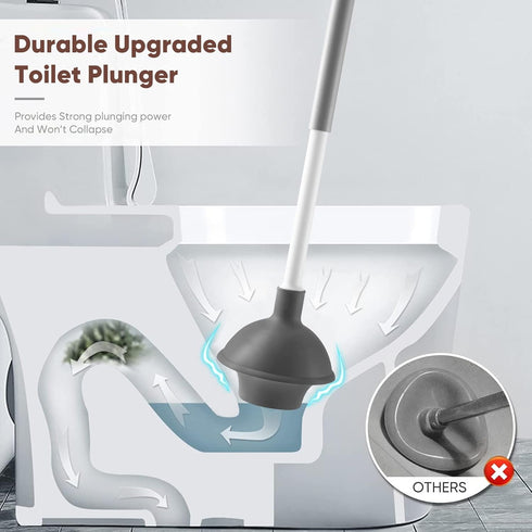 Eyliden Toilet Plunger and Brush, 2 in 1 Toilet Bowl Brush Plunger Set with Holder, Bathroom Cleaning Tools Combo