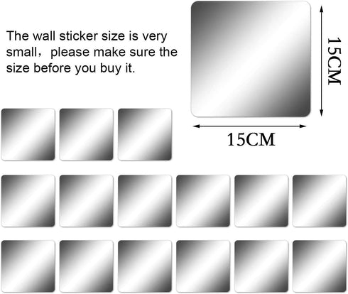 Removable Acrylic Mirror Setting Wall Sticker Decal, DIY Modern Decoration for Home Living Room (15 PCS)