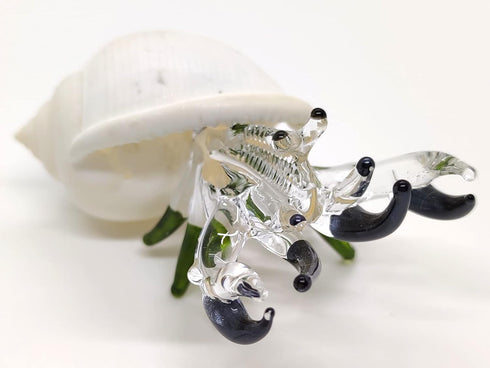 Seashell Hermit Crab Miniature Figurines Beach Animals Hand Blown Glass Art Collectible Gift Decorate - Scotch Shell