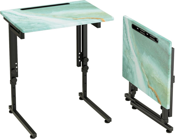 Fleecy day Folding TV Tray Table,Adjustable TV Dinner Table with Sturdy MDF Top,Eating Trays