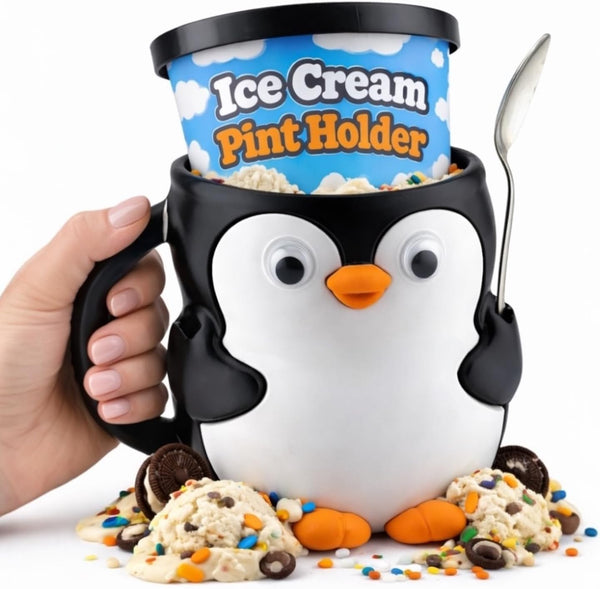 Delta Loom Penguin Ice Cream Pint Holder - Fits Standard 16 oz Pints -