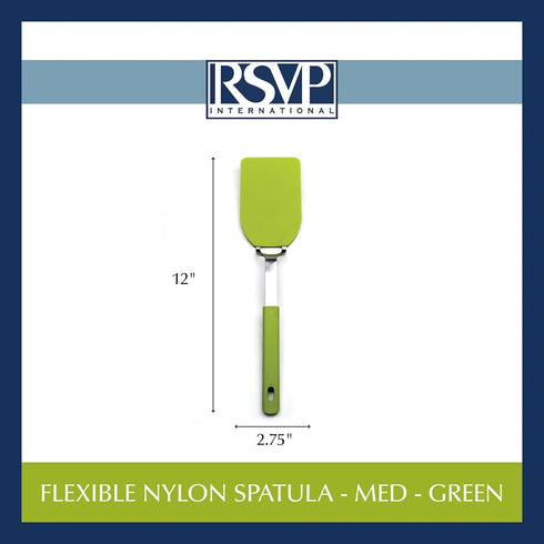 Flexible Nylon Spatula, RSVP International - Stainless Steel Handle, 12x2.75", Green