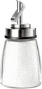 TIWPAJS Glass Sugar Dispenser with Stainless Steel Lid, Automatic Pour Spout, Sugar