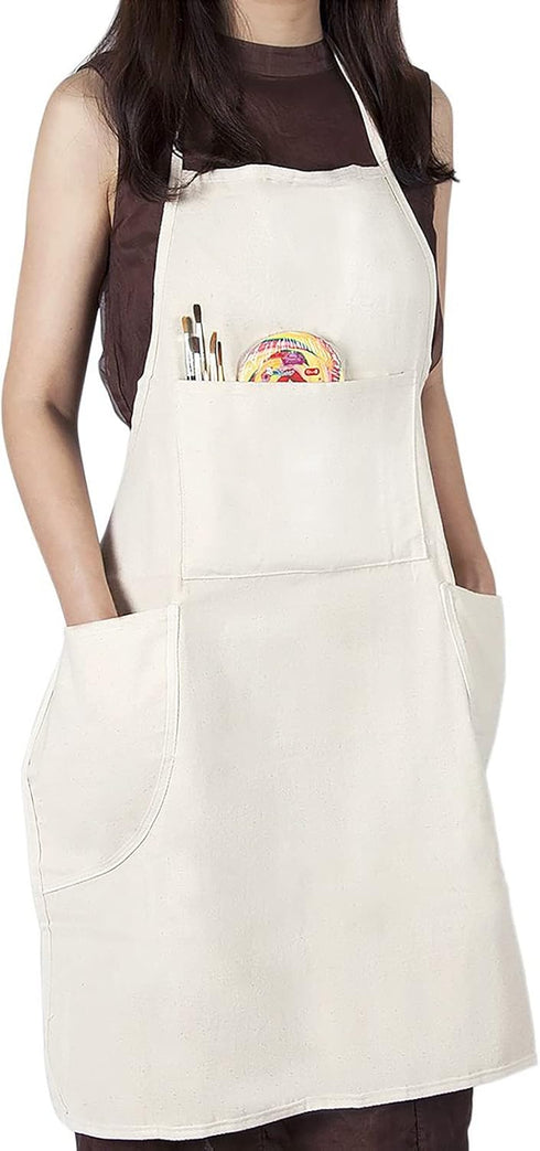 Professional Bib Apron by conda, 100% Cotton Canvas, Waterproof, 31inch x 27inch, 3 Pockets for Adults