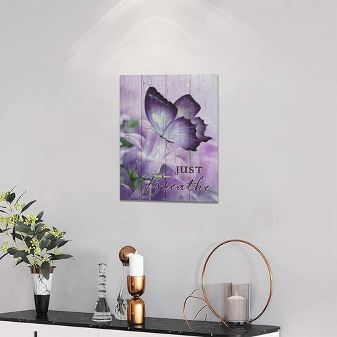 Farmhouse Butterfly Wall Art, Purple Bathroom Decor, Canvas Prints for Bedroom Living Room 12"x16"