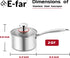 E-far 2-Quart Saucepan, Tri-Ply Stainless Steel Sauce Pan with Glass Lid, Small Cooking Induction Pot Compatible with All Cooktops, Non Toxic, Oven & Dishwasher Safe by E-far
