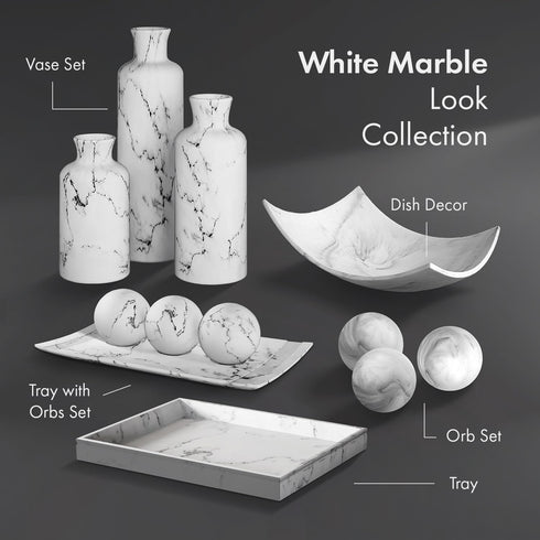 Counter Creative Scents White Marble Look Coffee Table Decor for Living/Dining Room, Modern White Catch-All Key Dish