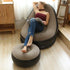 iayokocc Inflatable Lounge Chair for Adults, Folding Portable Lazy Sofa with Foot Stool Lazy Flocking Recliner Chair