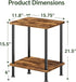 2 Simple Trending Side Table, Small End Table Living Room, Nightstand with Tier Storage Shelves, Rustic Brown