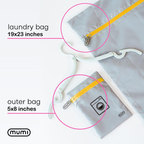 MUMI Travel Laundry Bag, Mesh Laundry Bags for Delicates with Hanger & Pouch, Large Laundry Net Bag
