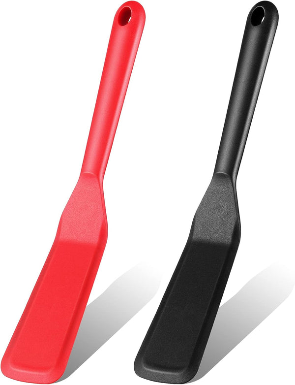 Zopeal 2 Pieces Silicone Narrow Skinny Spatula, Long Heat Resistant Cooking Flipper for Pancakes, Eggs, Burgers, Pizza