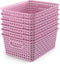WYT 6-Pack Plastic Small Shelf Storage Weave Baskets for Organizing Cabinets and Pantries, Lavender Purple