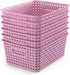 WYT 6-Pack Plastic Small Shelf Storage Weave Baskets for Organizing Cabinets and Pantries, Lavender Purple