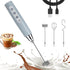 Nahida Cement Gray Milk Frother Wand, Handheld Rechargeable Electric Whisk with 3 Heads for Coffee & Egg