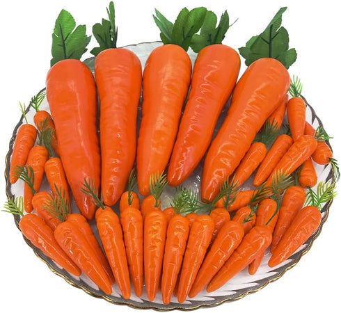 35Pcs Artificial Carrots,Fake Mini Easter Carrots,Lifelike Foam Carrot Plastic Artificial Vegetables for