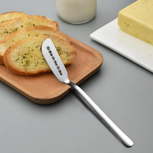 To Brie or Not to Brie Funny Butter Knife, Personalized Engraved Peanut Butter Spreader Cheese Knives, Novelty