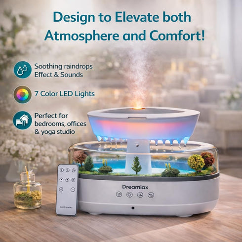 Dreamlax 10 7 Rain Humidifiers for Bedroom Cool Mist Essential Oil Diffuser, White Noise Machine with Nature Sounds