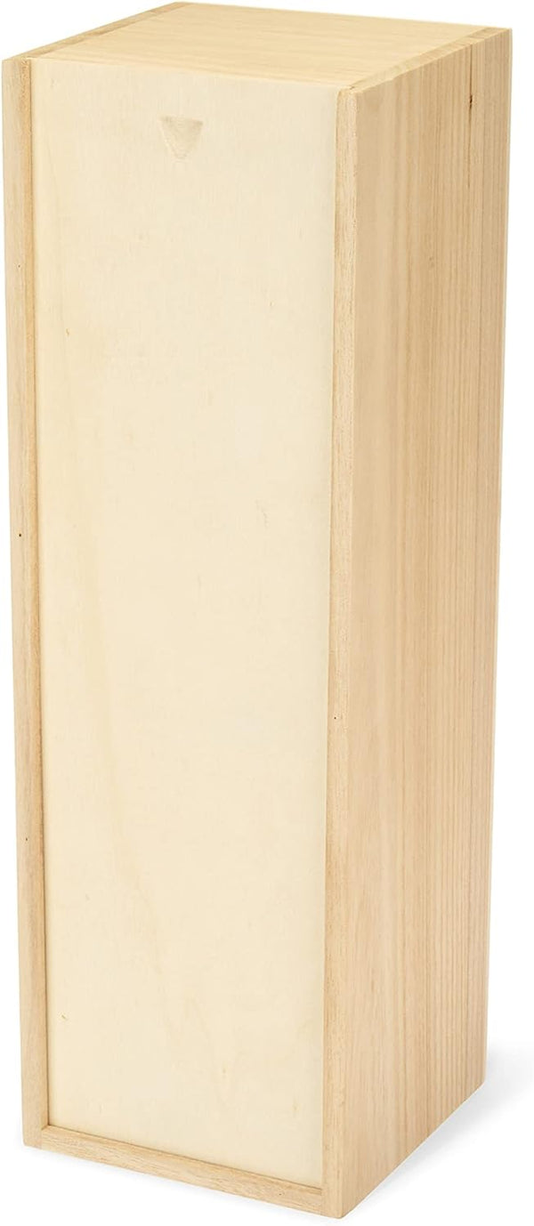 Twine Single Wooden Wine Box with Sliding Lid - Wine & Champagne