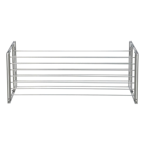 Two-Tier Chrome Shoe Rack - Stackable Storage Solution