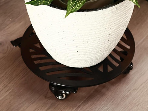 1 Pack 12 inches 3 Large Metal Plant Caddy with PU Metal Wheels Rolling Plant Stand with Casters Indoor Outdoor Wheeled
