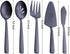 FULLYWARE Matte Black Large Serving Utensil Set, 5-Piece Stainless Steel Hostess Set with Spoon, Fork, and Knife