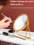 Geschaft Golden Tabletop Makeup Mirror, 360° Rotation, Round Swivel Desktop Stand, 7.1''