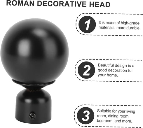 Artibetter 2pcs Roman Pole Decorative Head Curtain Pole Finials, Iron Drapery Rod Ends for Curtain Rail