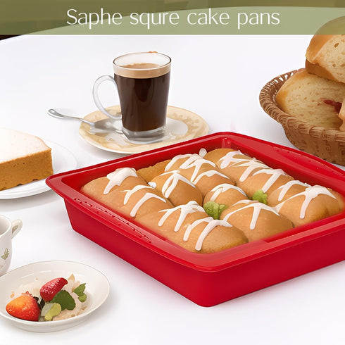 8 Inch Silicone Square Cake Pan, Nonstick Molds for Brownie, Cake, Bread, Pie, Lasagna (2 Packs)