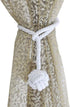Melaluxe 2 Pack Heavy Duty Curtain Tiebacks, Handmade Rural Decorative Curtain Holdbacks (White)
