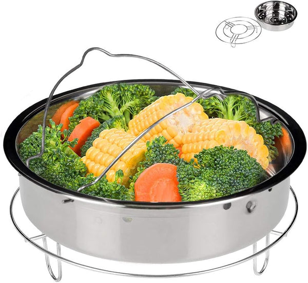 Secura Stainless Steel Electric Pressure Cooker, 6-quart, Steam Rack Steamer Basket Insert Set